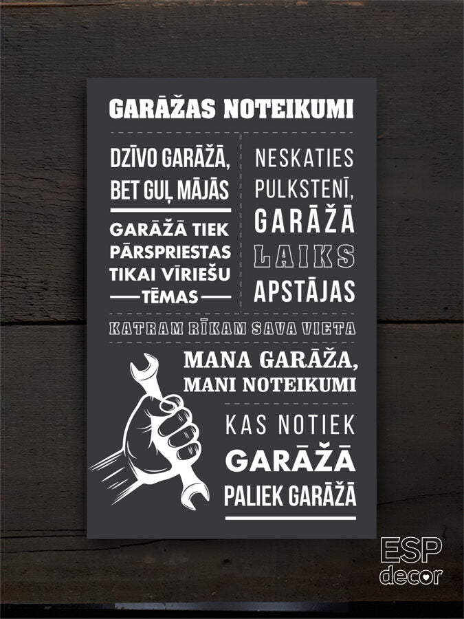 Garāžas noteikumi/tumši pelēks Image 2